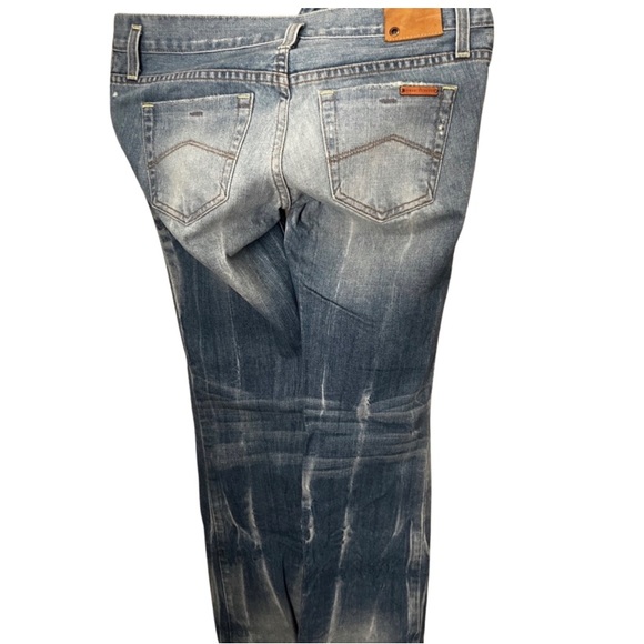 Armani Exchange A/X Light Denim Distressed Bleach Wash Flare Jeans Size 2 Short - Picture 2 of 5